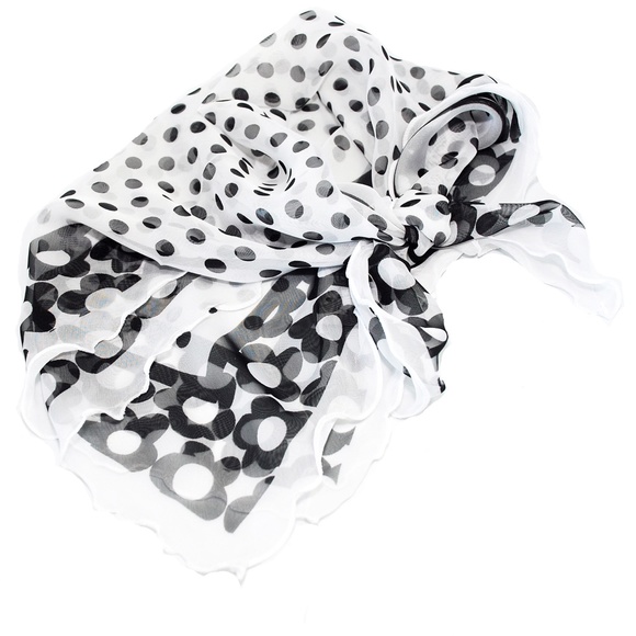 White Daytona Ruffle Edge Scarf 40% Silk - Picture 1 of 3